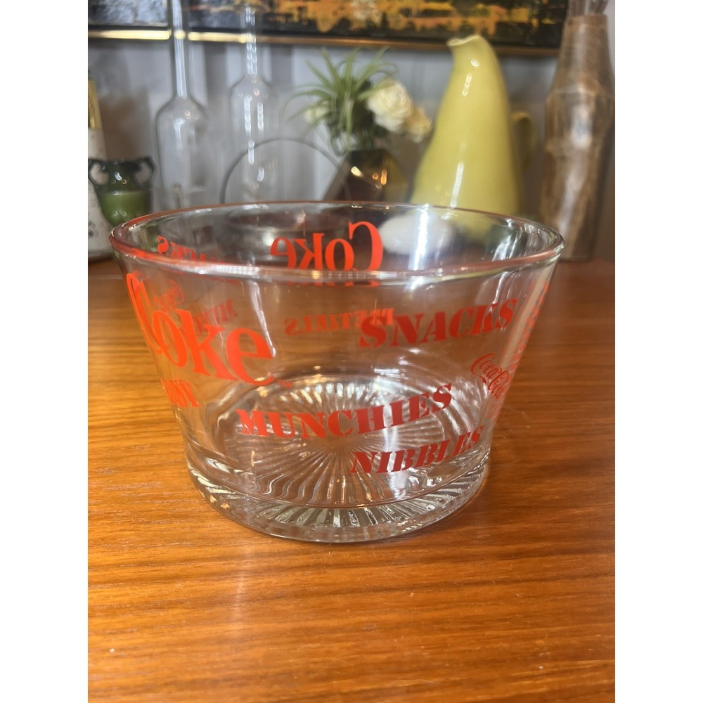 Vintage Coca-Cola Glass Candy Popcorn Snack Bowl Coke Memorabilia